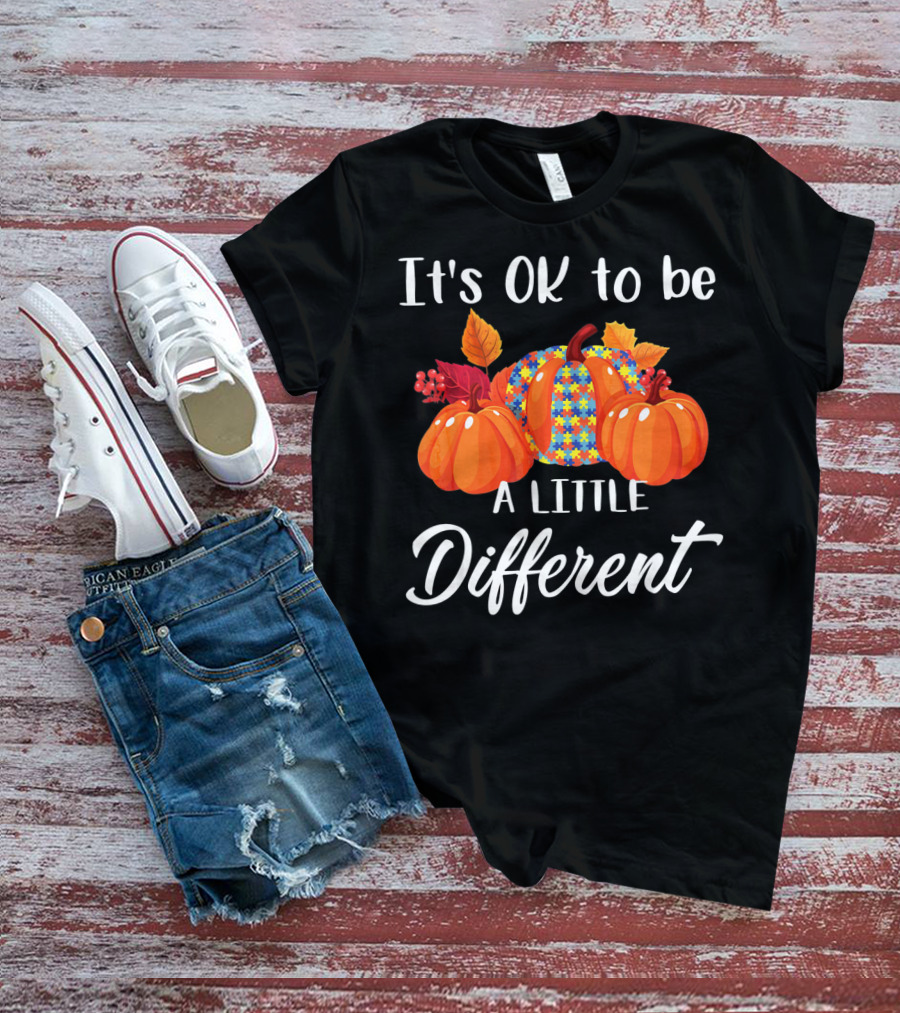 It's OK To Be A Little Different Pumpkin Floral T-Shirt