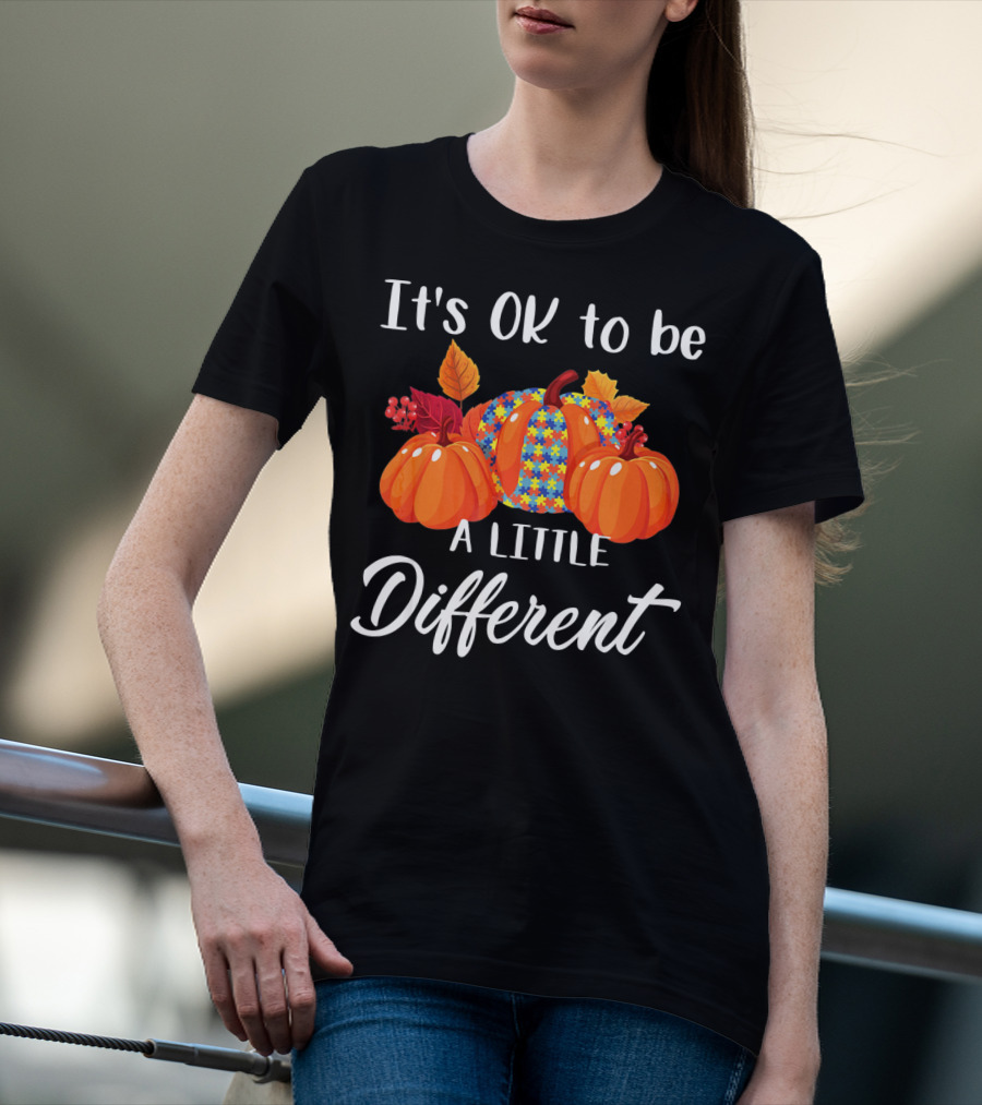 It's OK To Be A Little Different Pumpkin Floral T-Shirt