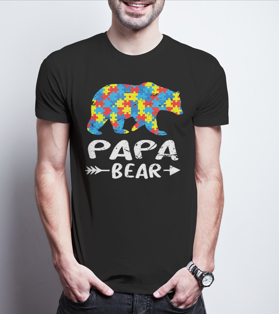 Papa Bear Autism Puzzle Spirit T-Shirt
