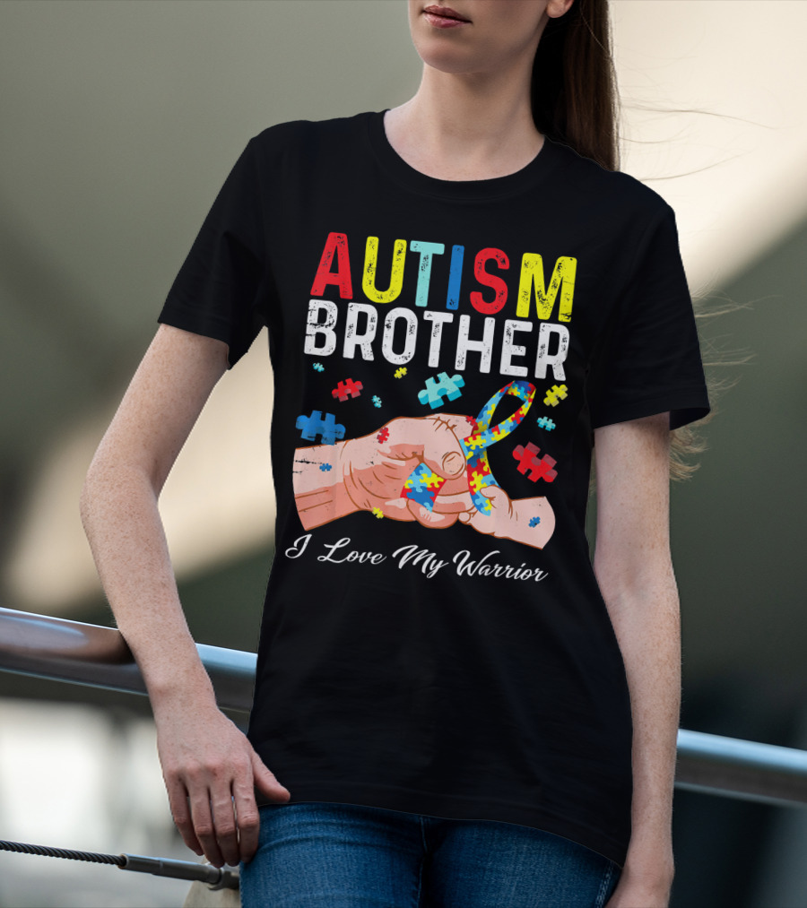 Autism Brother I Love My Warrior Puzzle T-Shirt