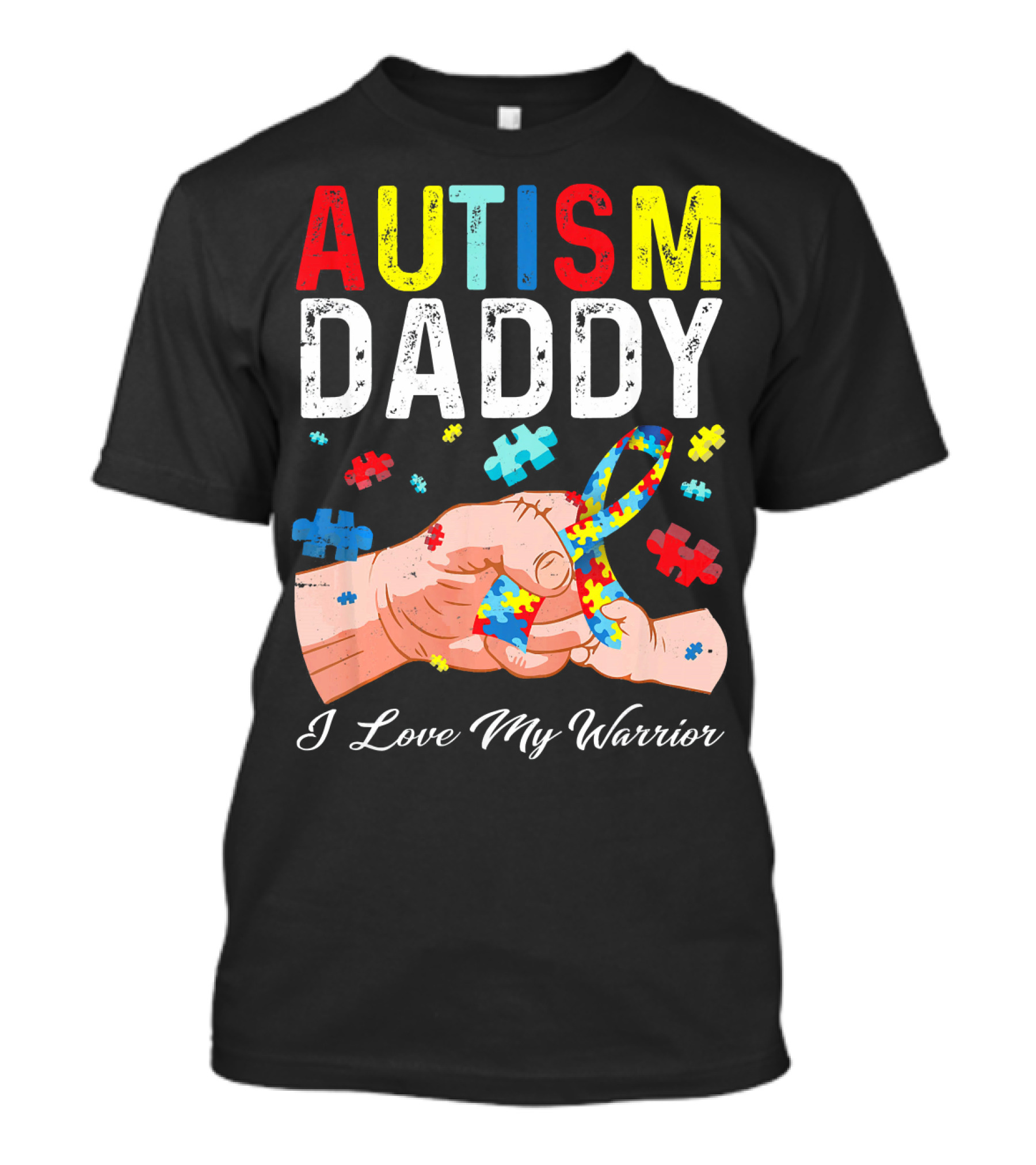 Autism Daddy I Love My Warrior Puzzle T-Shirt