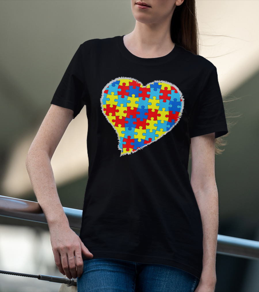 Autism Puzzle Pieces Heart Awareness T-Shirt