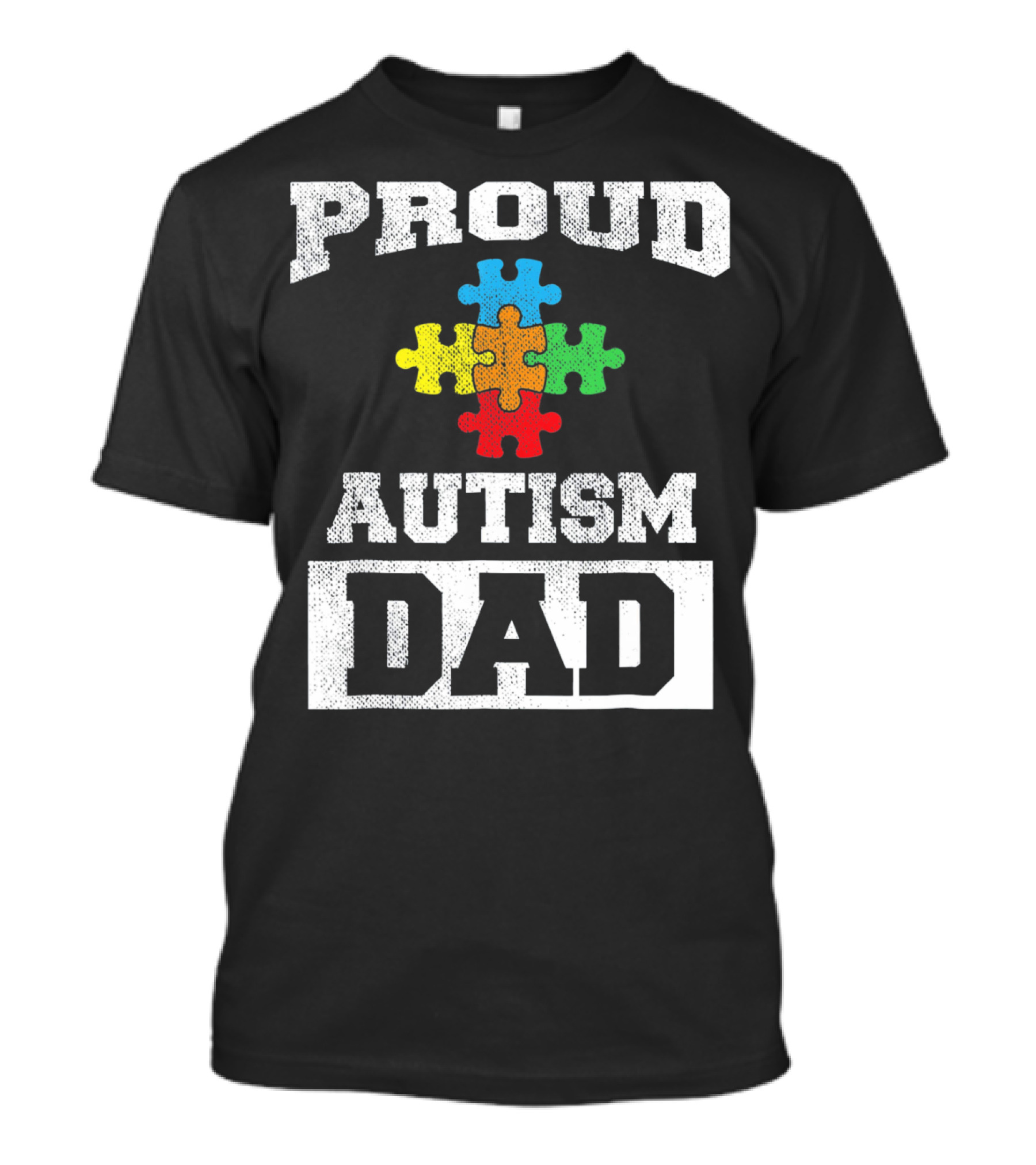 Proud Autism Dad Puzzle Piece Autism Awareness T-Shirt