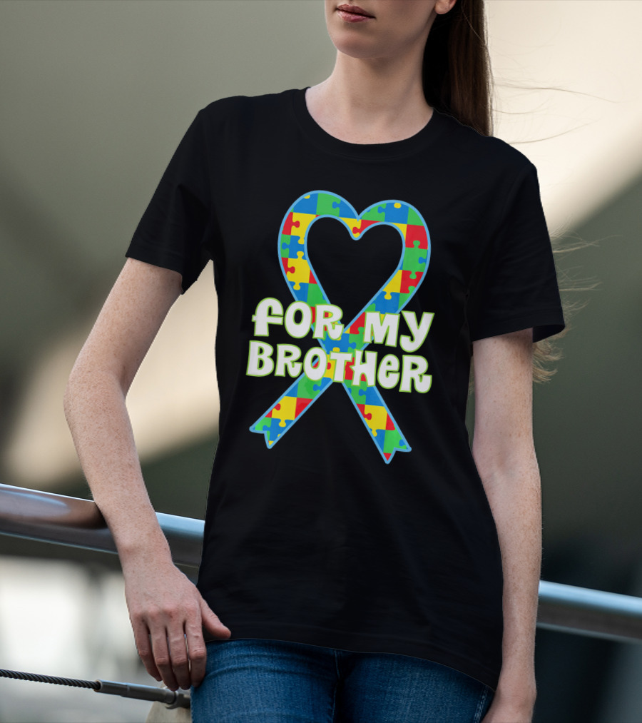 For My Brother Autism Awareness Puzzle T-Shirt