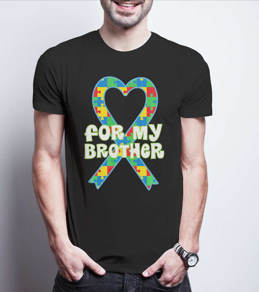 For My Brother Autism Awareness Puzzle T-Shirt