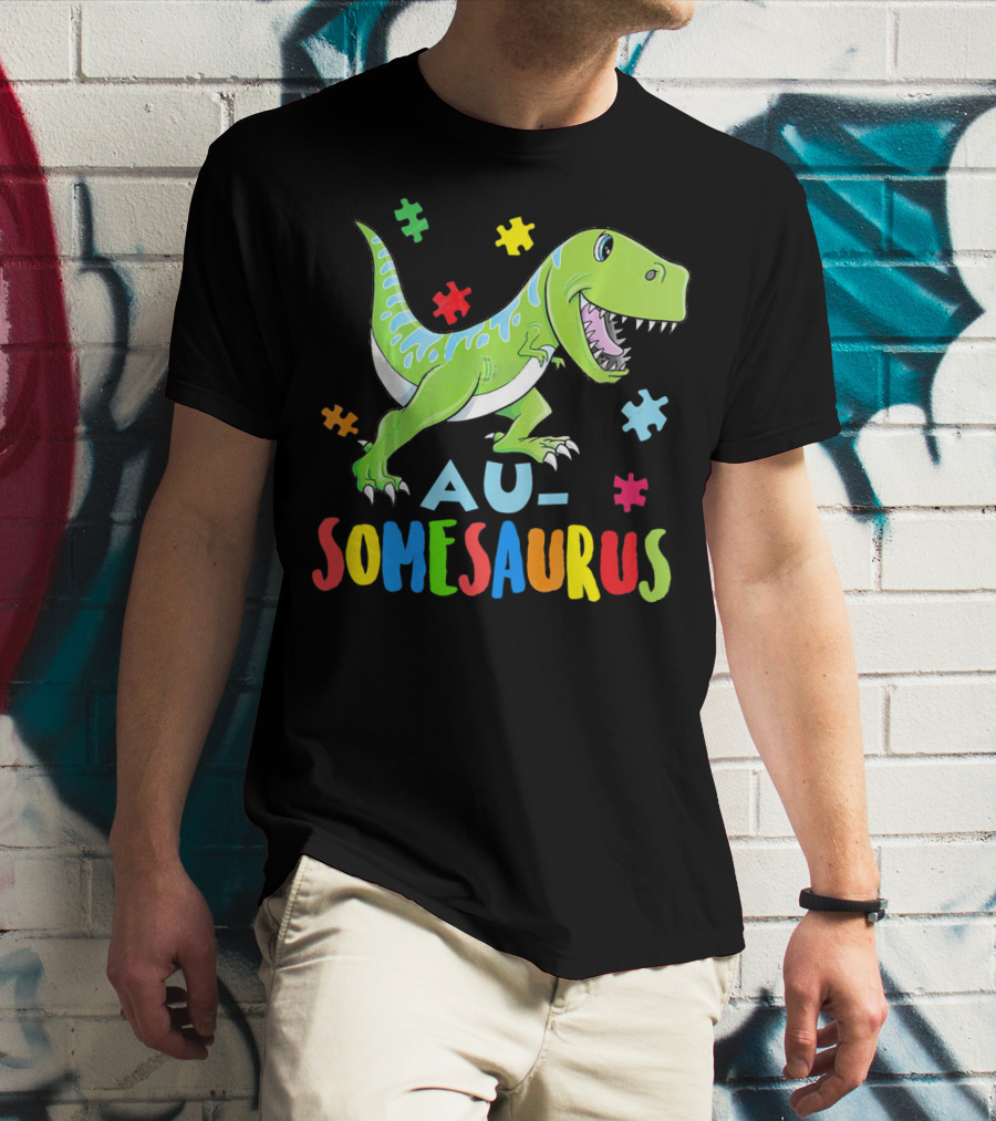 Ausomesaurus Dinosaur Autism Awareness T-Shirt