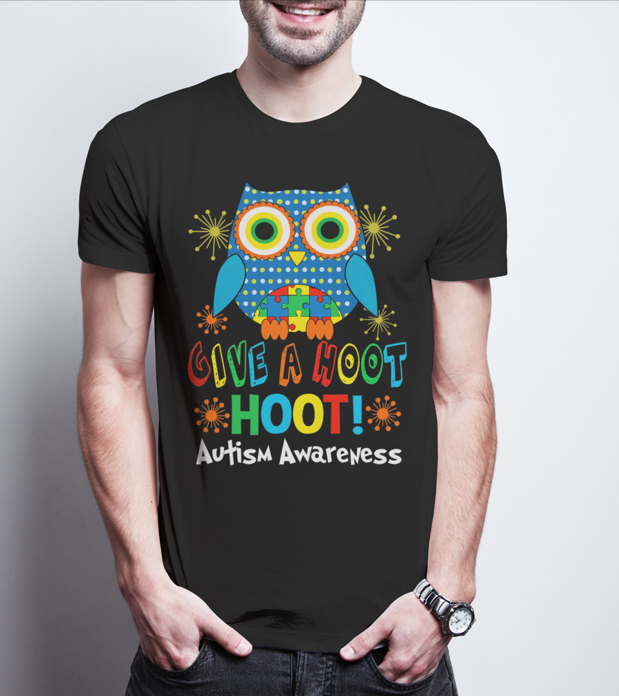 Give A Hoot Hoot Autism Awareness Owl Puzzle T-Shirt