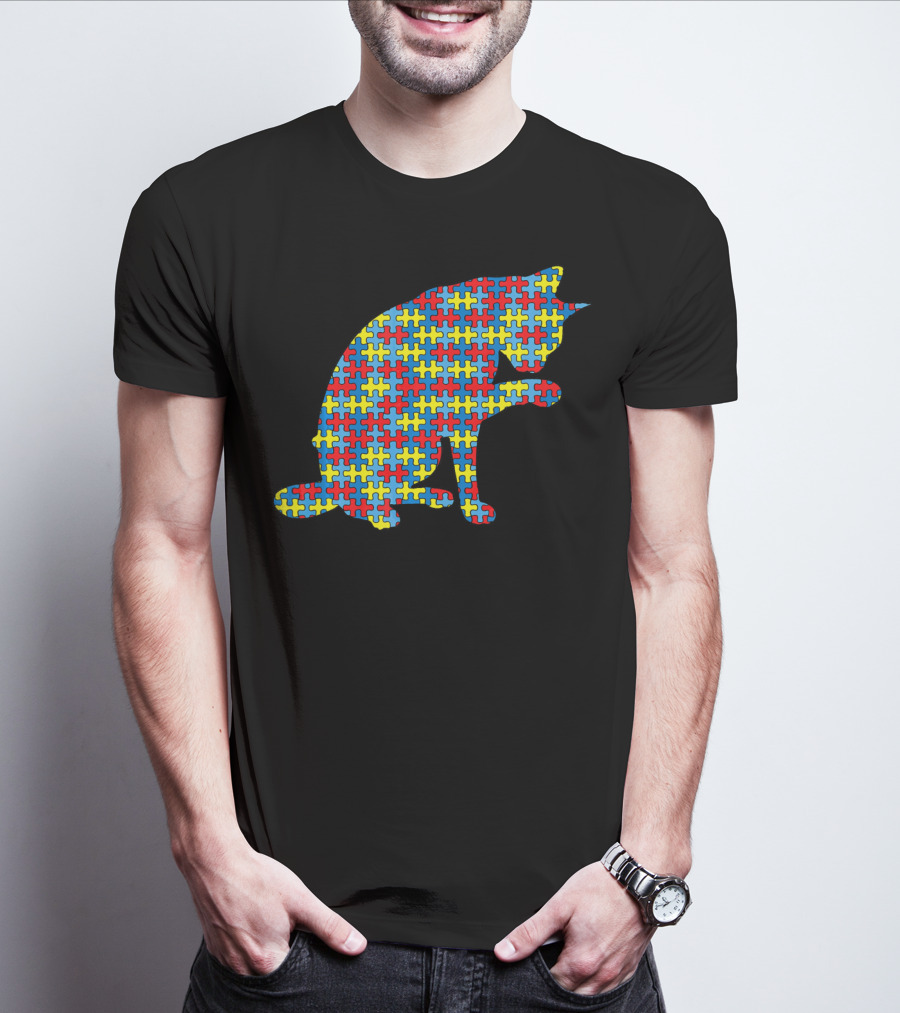 Abyssinian Autism Awareness Kitten Puzzle T-Shirt