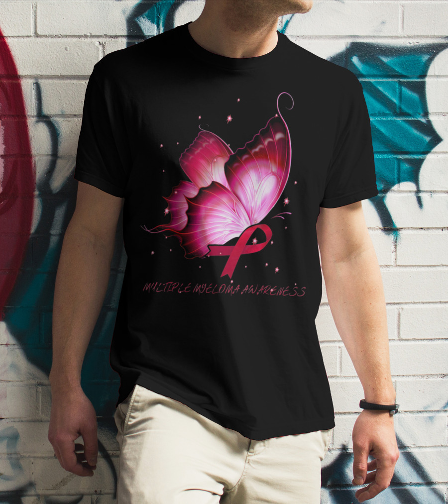 MULTIPLE MYELOMA AWARENESS Pink Butterfly T-Shirt