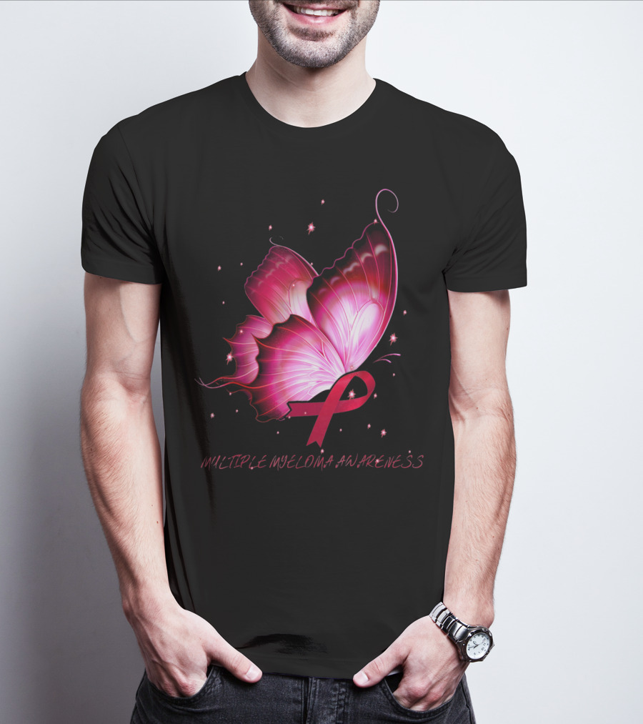 MULTIPLE MYELOMA AWARENESS Pink Butterfly T-Shirt
