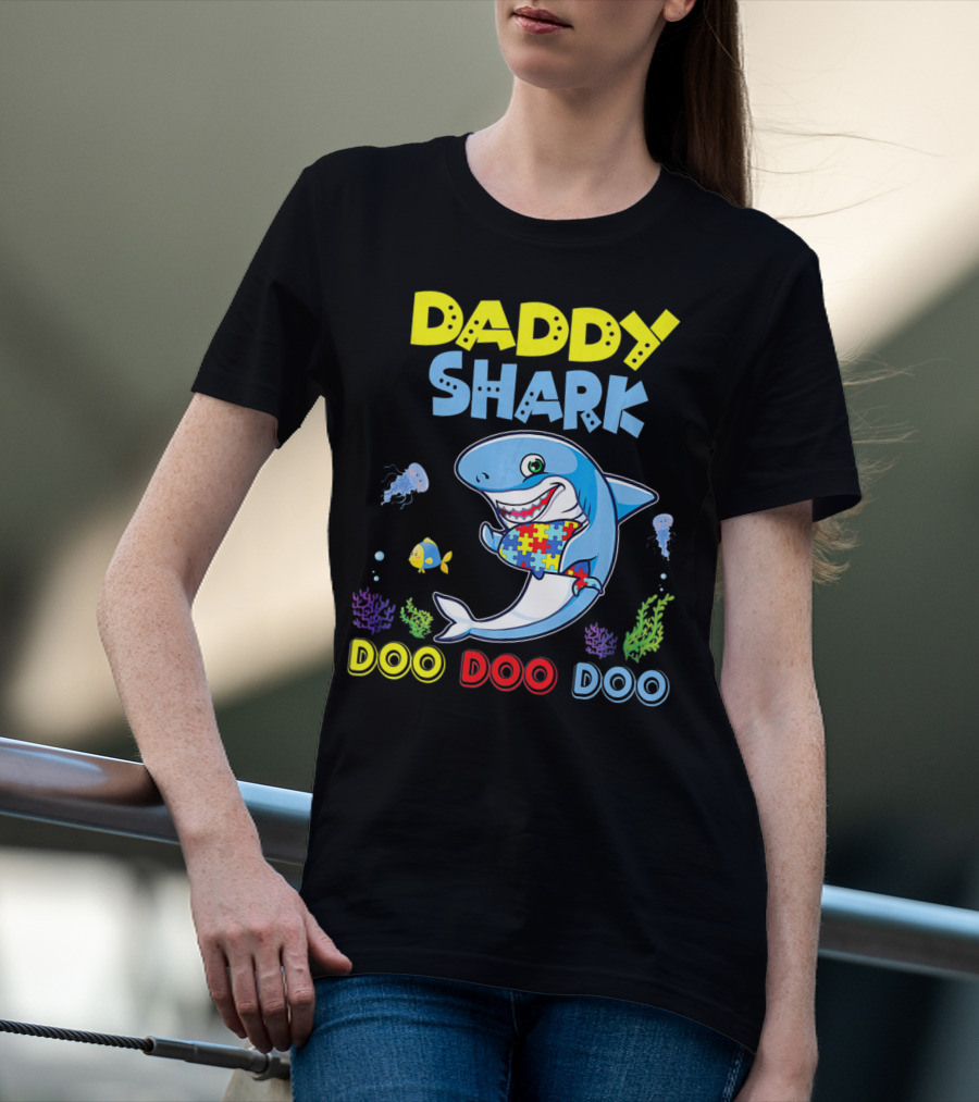 Daddy Shark Autism Doo Doo Doo Awareness T-Shirt