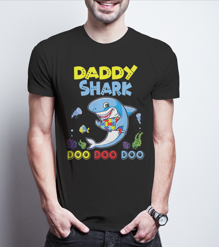 Daddy Shark Autism Doo Doo Doo Awareness T-Shirt