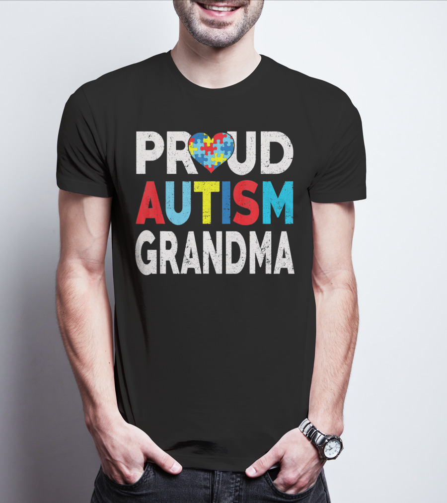 Proud Autism Grandma Heart Puzzle Love T-Shirt
