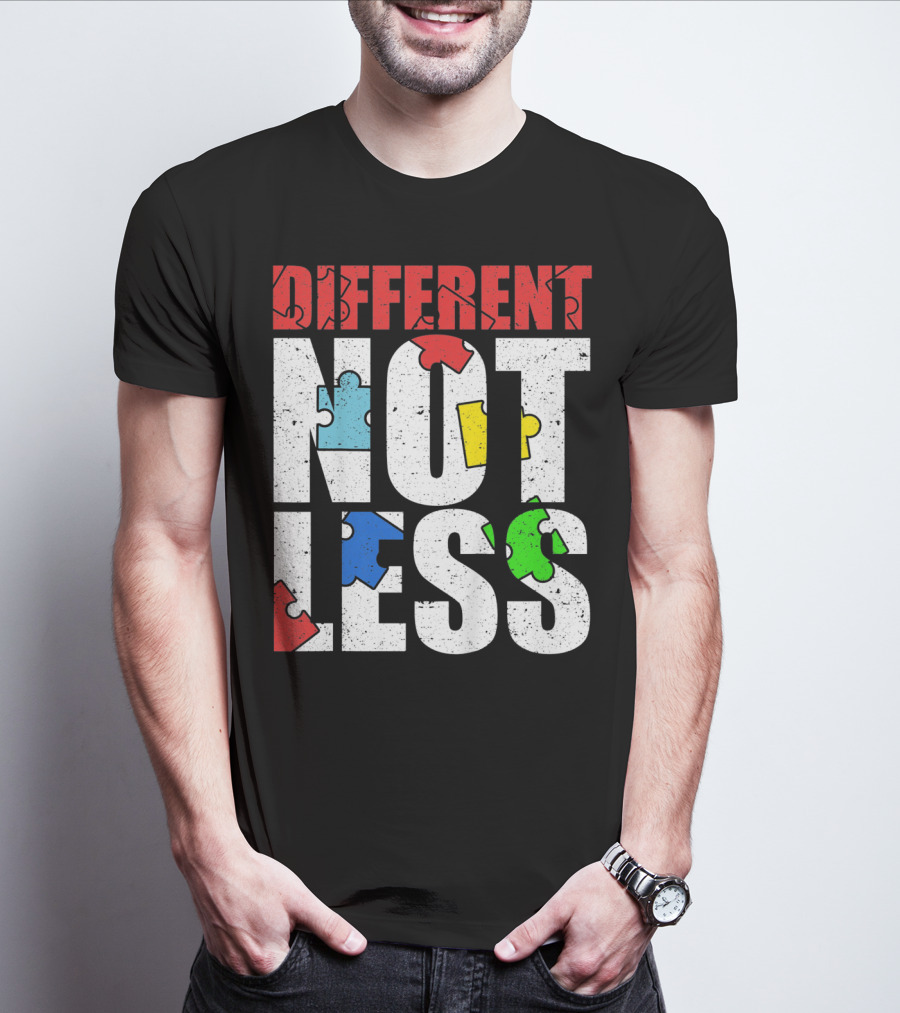Kids Autism Awareness Different Not Less Puzzle Pieces T-Shirt