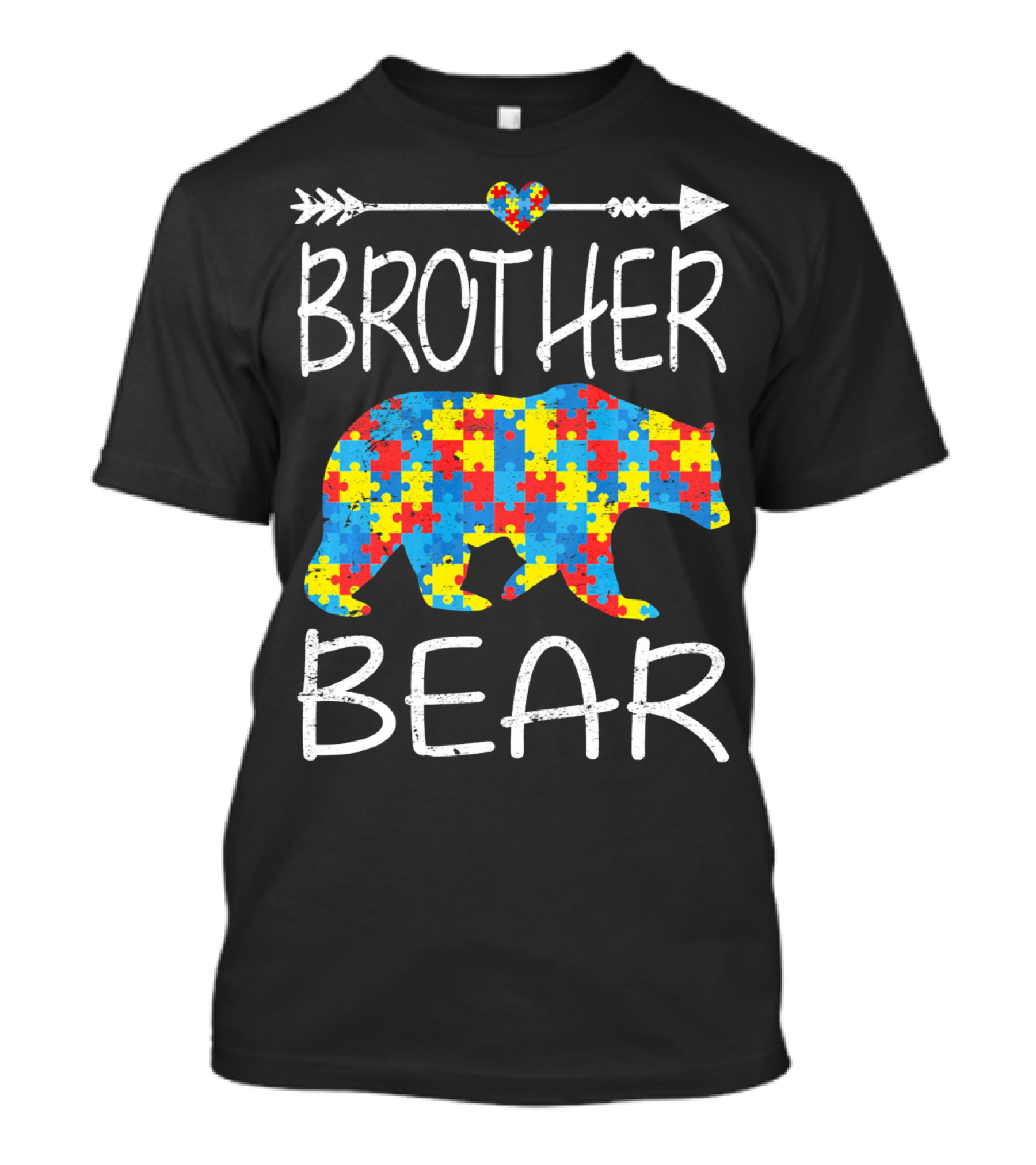 BROTHER BEAR Autism Awareness Arrow Puzzle Heart T-Shirt