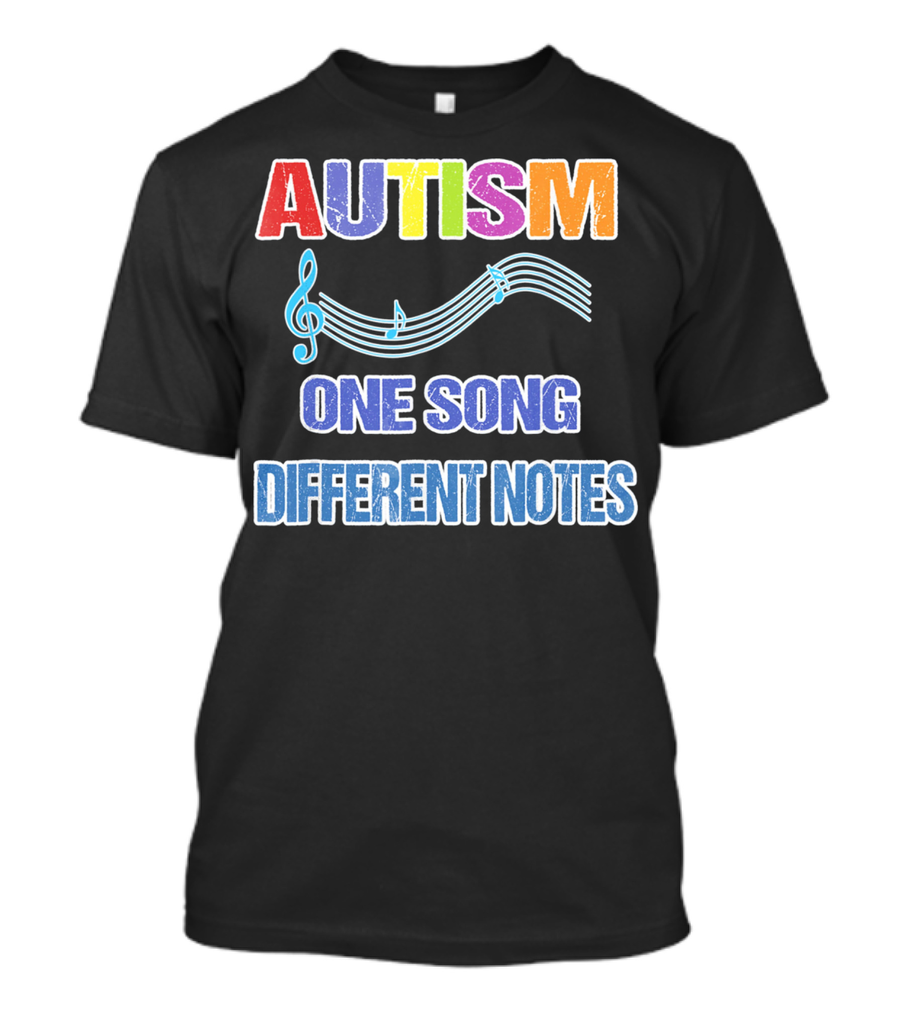 Autism One Song Different Notes Musical Clef T-Shirt