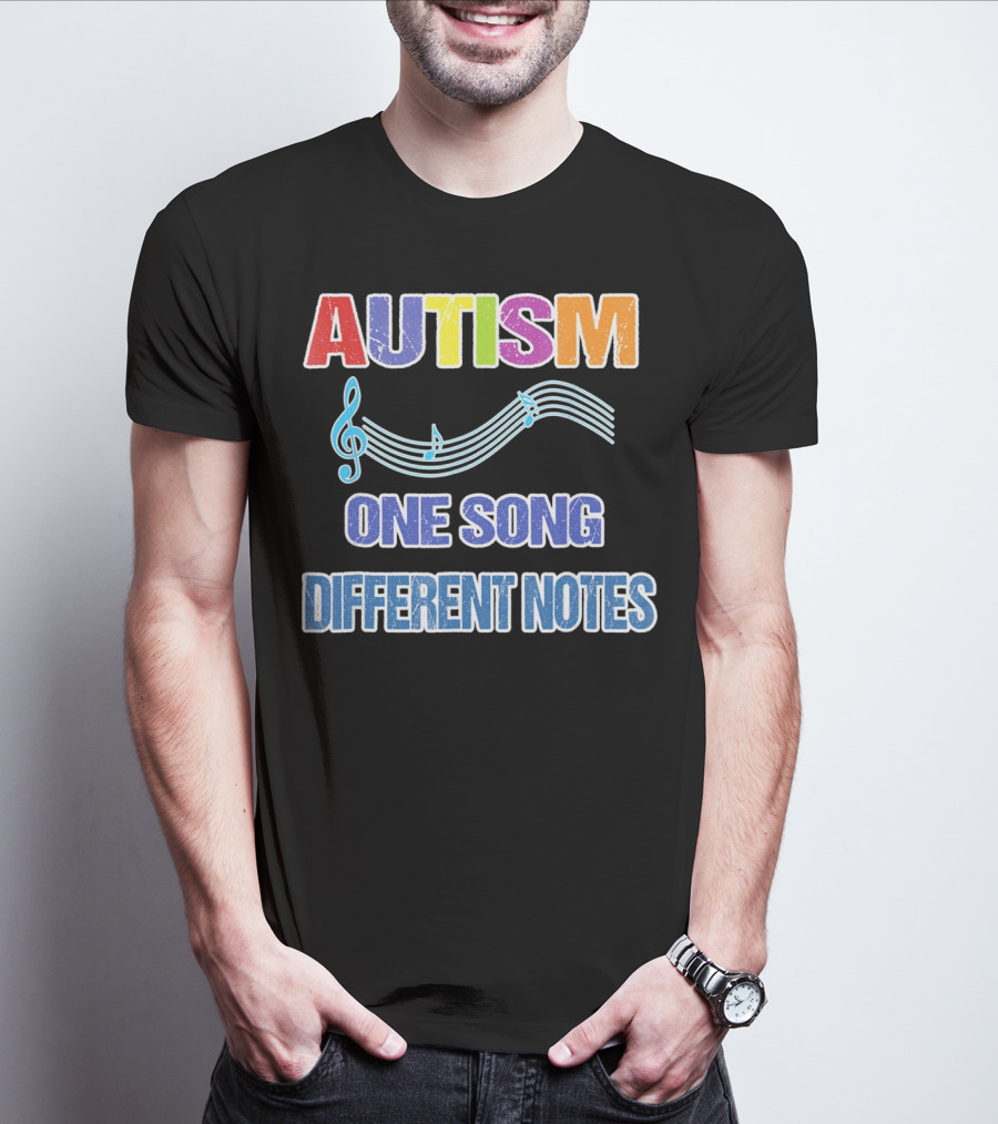 Autism One Song Different Notes Musical Clef T-Shirt