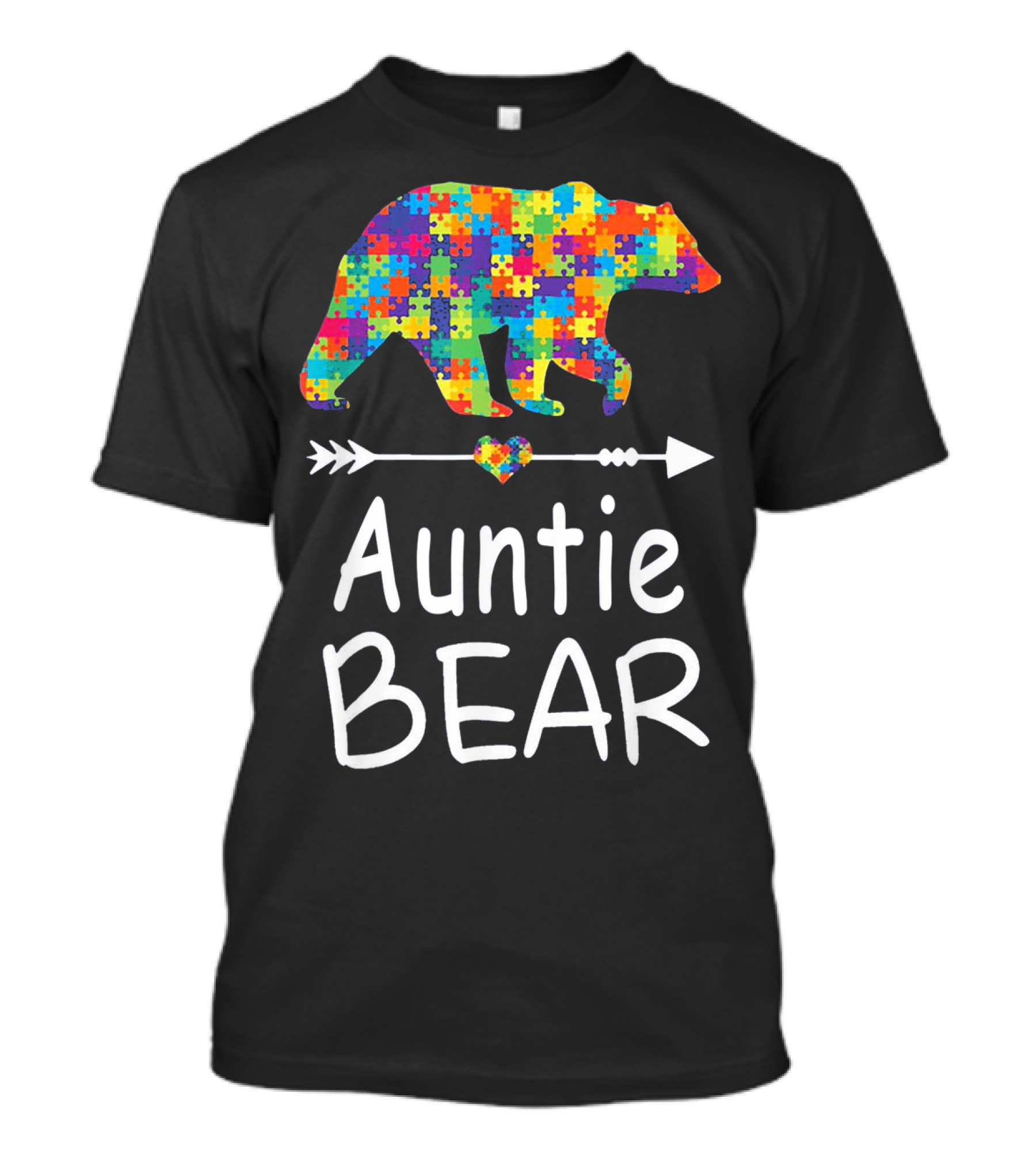 Auntie Bear Puzzle Pattern Autism Awareness Family T-Shirt