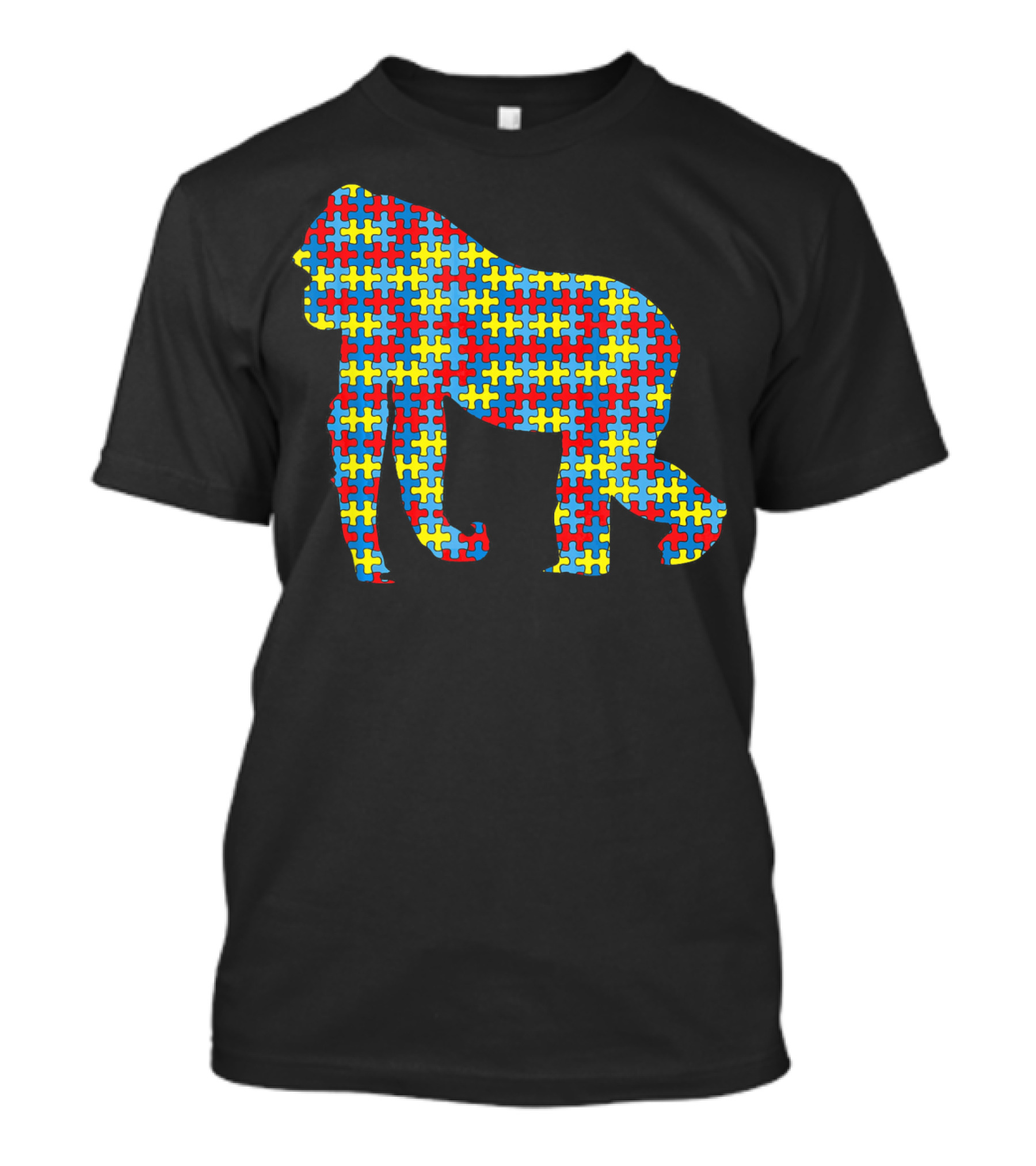 Gorilla Autism Awareness Puzzle Pattern Kids Ape Animal T-Shirt