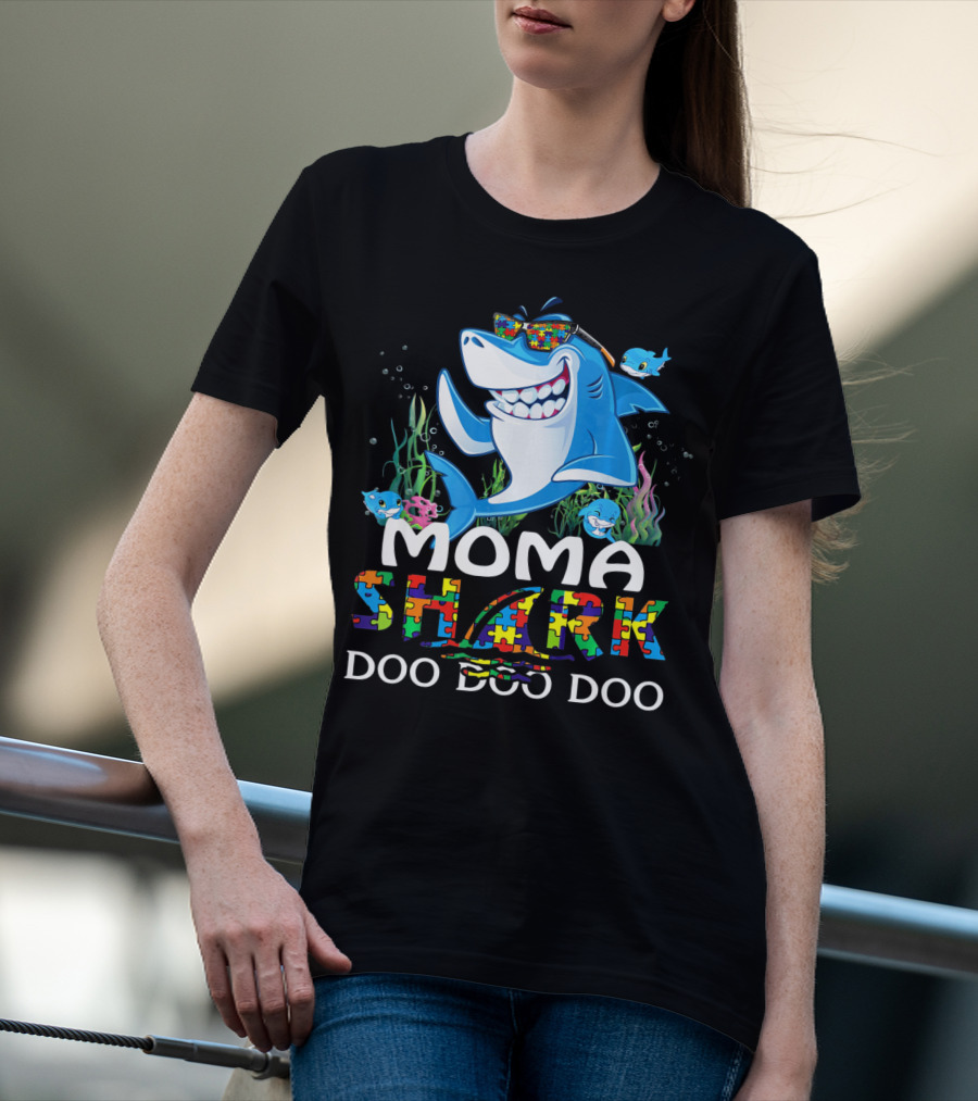 Moma Shark Autism Awareness Doo Doo Doo T-Shirt