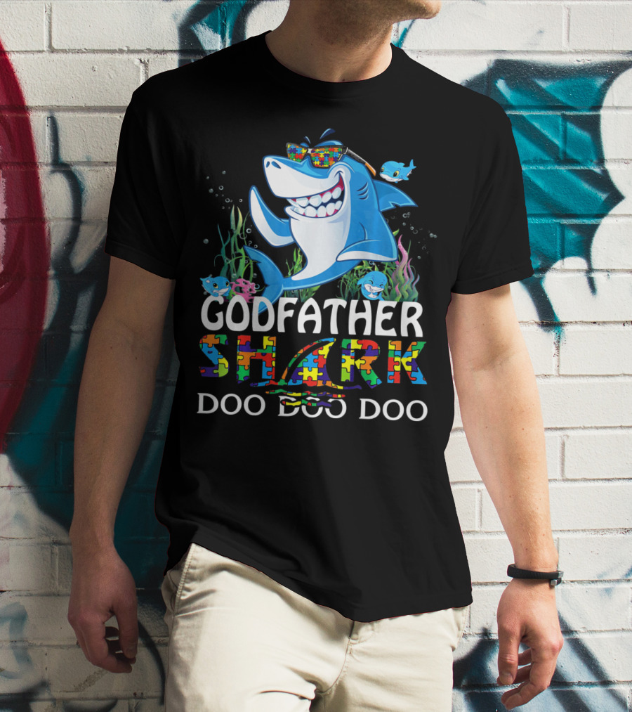 Godfather Shark Doo Doo Doo Autism Awareness T-Shirt
