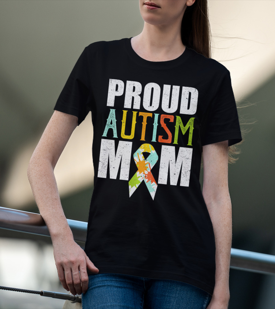 Proud Autism Mom Colorful Awareness T-Shirt
