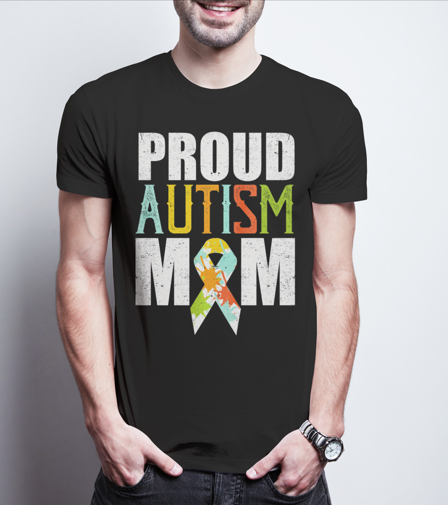 Proud Autism Mom Colorful Awareness T-Shirt