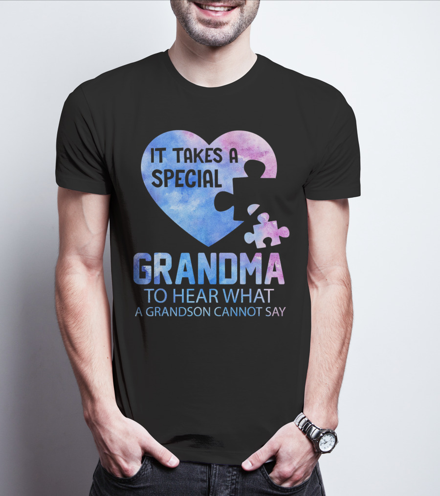 It Takes A Special Grandma To Hear What A Grandson Cannot Say Heart Puzzle Valentine T-Shirt