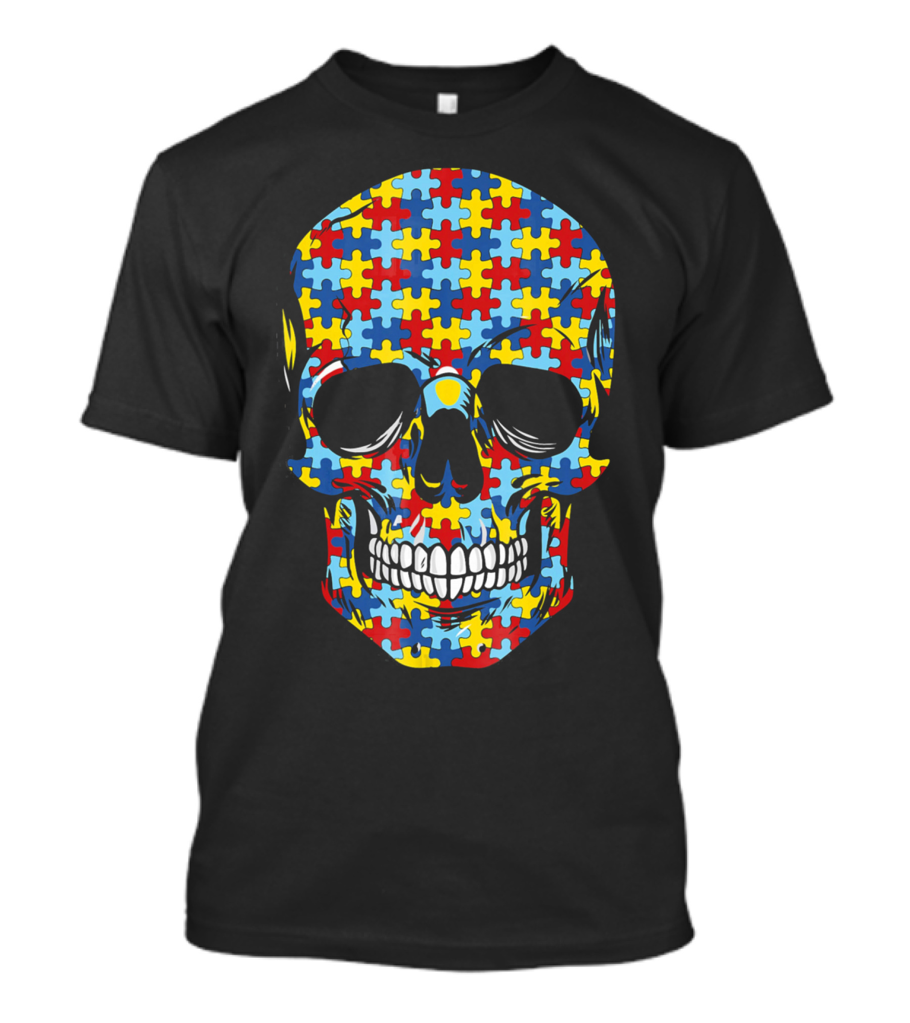 Skull Puzzle Pattern Autism Awareness T-Shirt