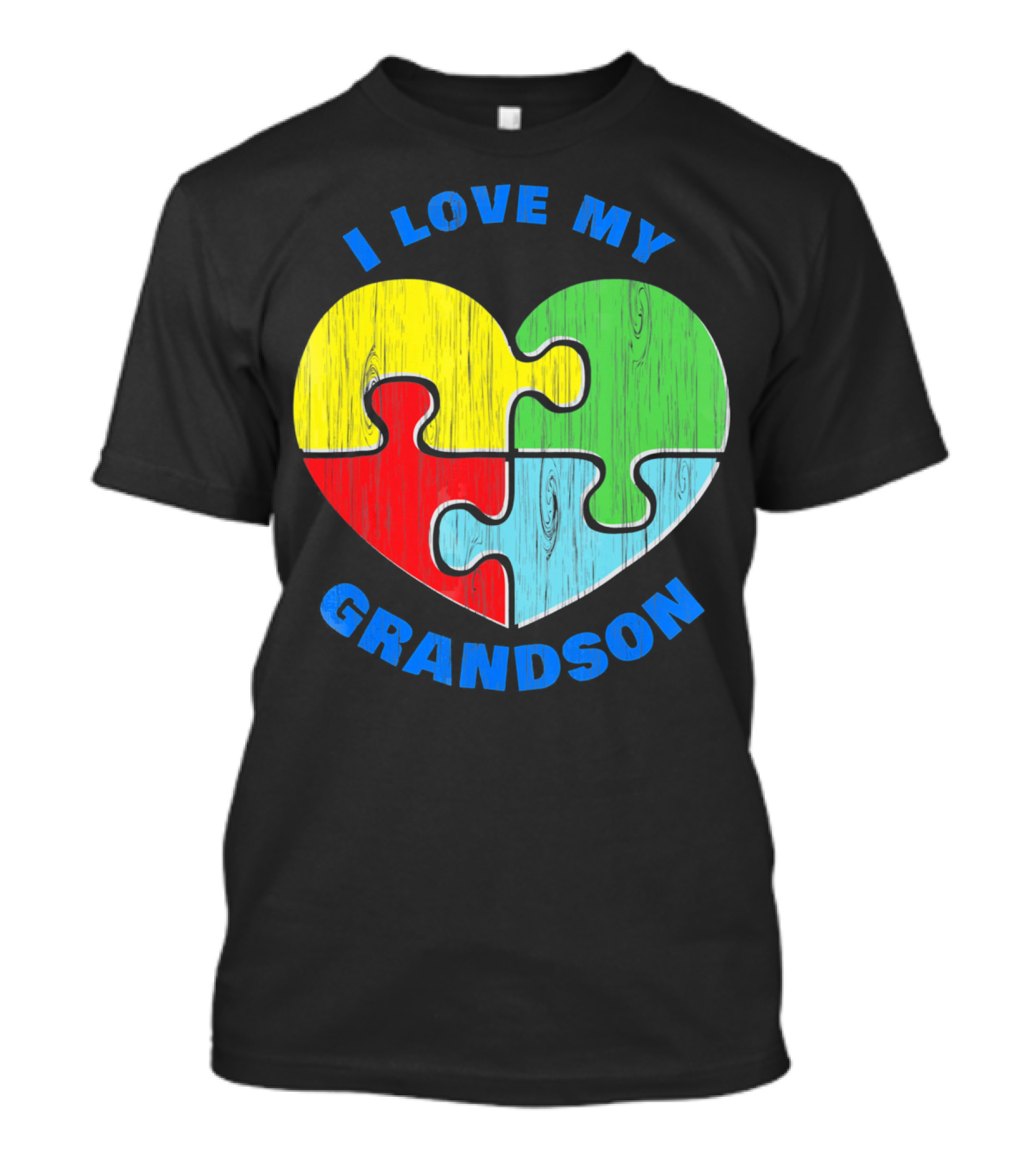 I Love My Grandson Puzzle Heart Autism Support T-Shirt
