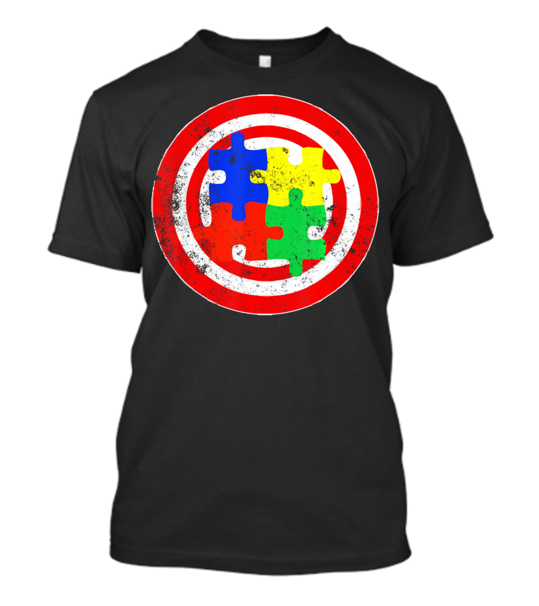Autism Awareness Puzzle Shield Captain Autism T-Shirt