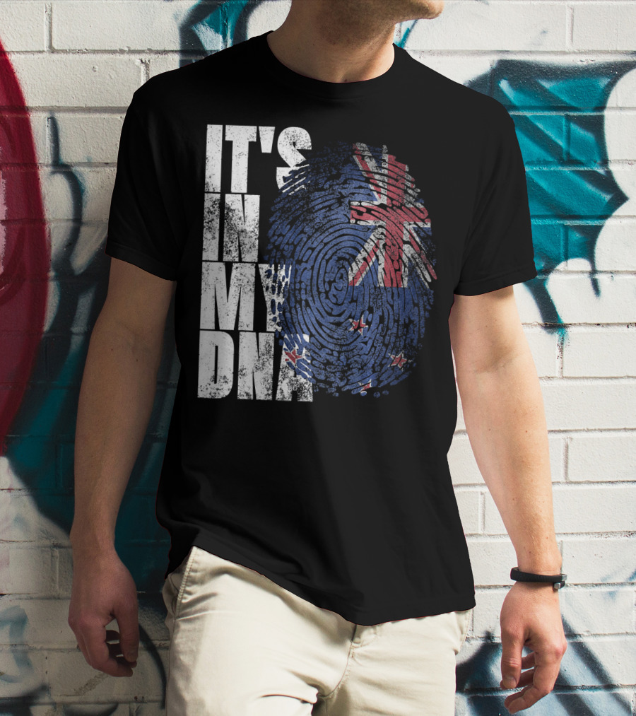 IT'S IN MY DNA New Zealand Maori Kiwi Flag Fingerprint T-Shirt