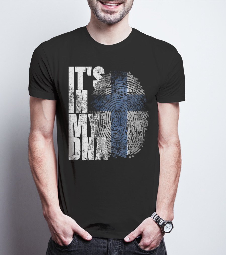 It's In My DNA Finnish Suomi Finland Fingerprint Flag T-Shirt