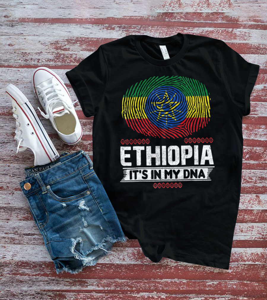 Ethiopia Fingerprint Flag It's In My DNA T-Shirt
