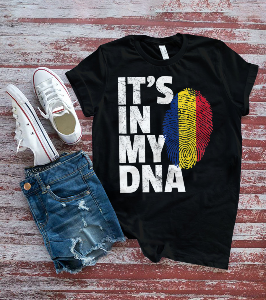IT'S IN MY DNA Romanian Flag Fingerprint T-Shirt