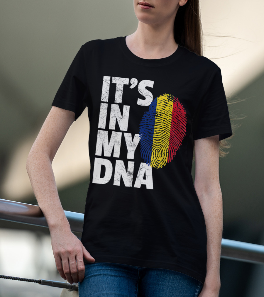 IT'S IN MY DNA Romanian Flag Fingerprint T-Shirt
