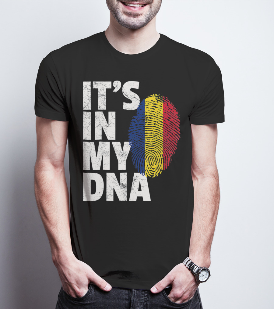 IT'S IN MY DNA Romanian Flag Fingerprint T-Shirt