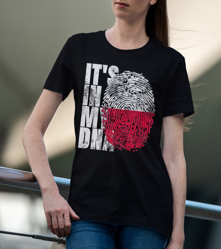 It's In My DNA Polish Polska Flaga Fingerprint T-Shirt