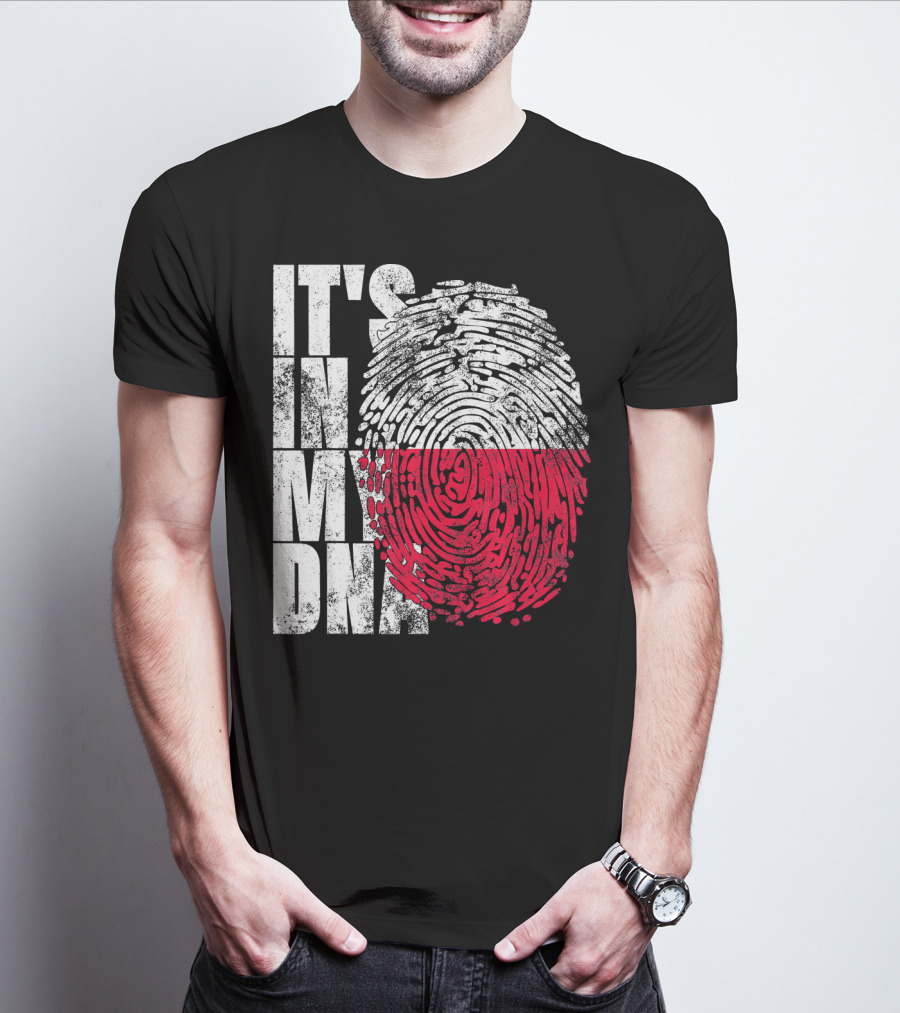 It's In My DNA Polish Polska Flaga Fingerprint T-Shirt