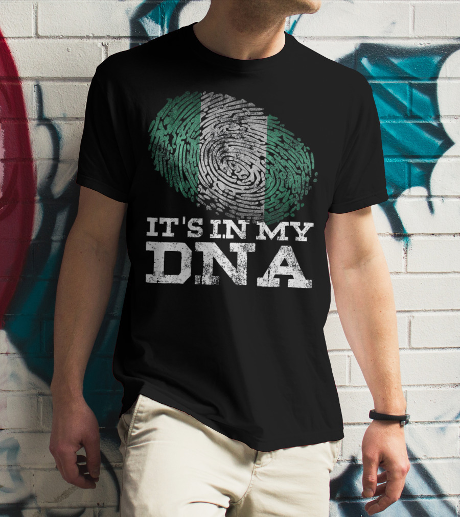 It's In My DNA Nigerian Flag Fingerprint Afro T-Shirt