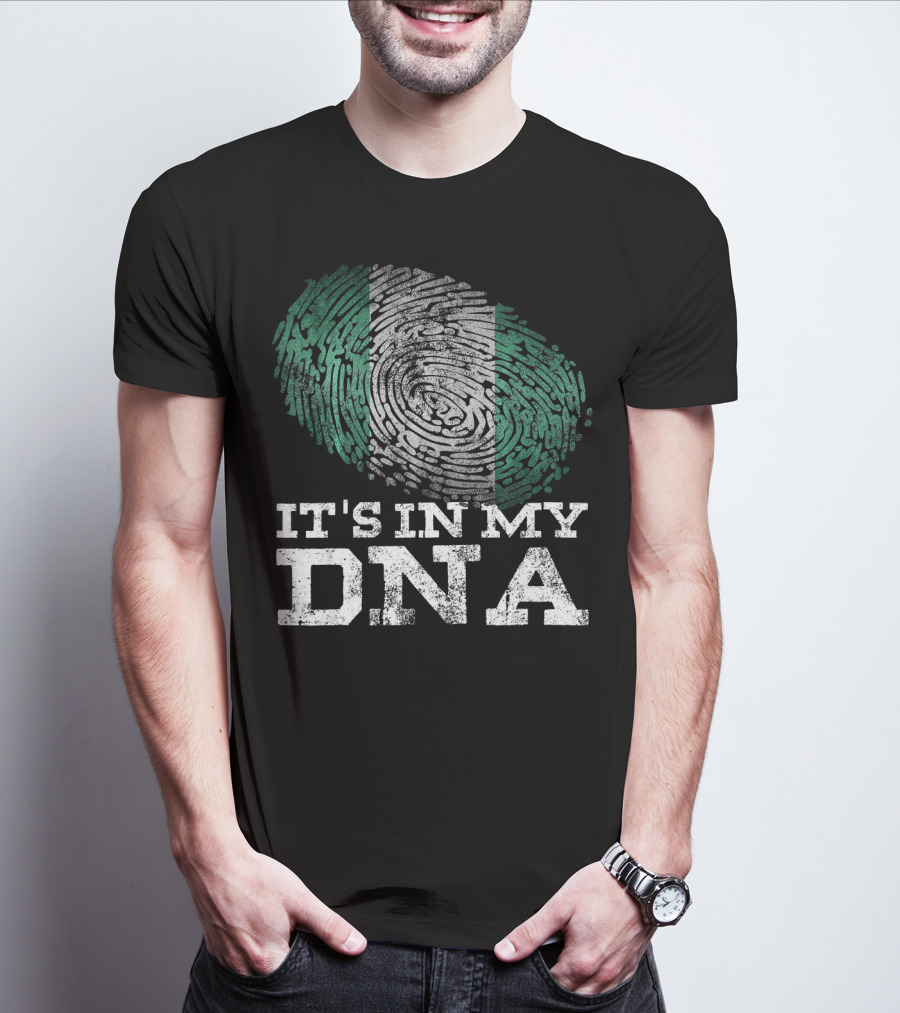 It's In My DNA Nigerian Flag Fingerprint Afro T-Shirt