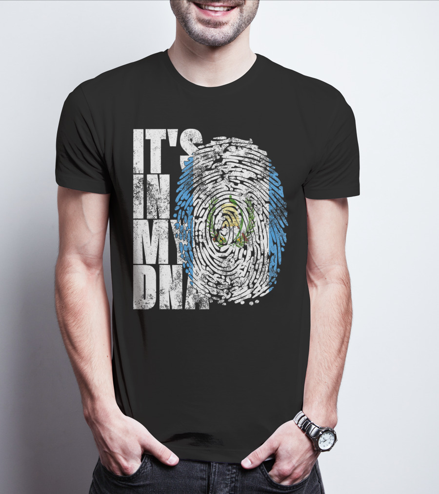 It's In My DNA Guatemalan American Flag Fingerprint T-Shirt