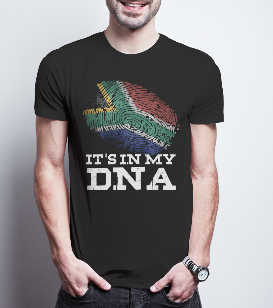 It's In My DNA South African Flag Fingerprint T-Shirt