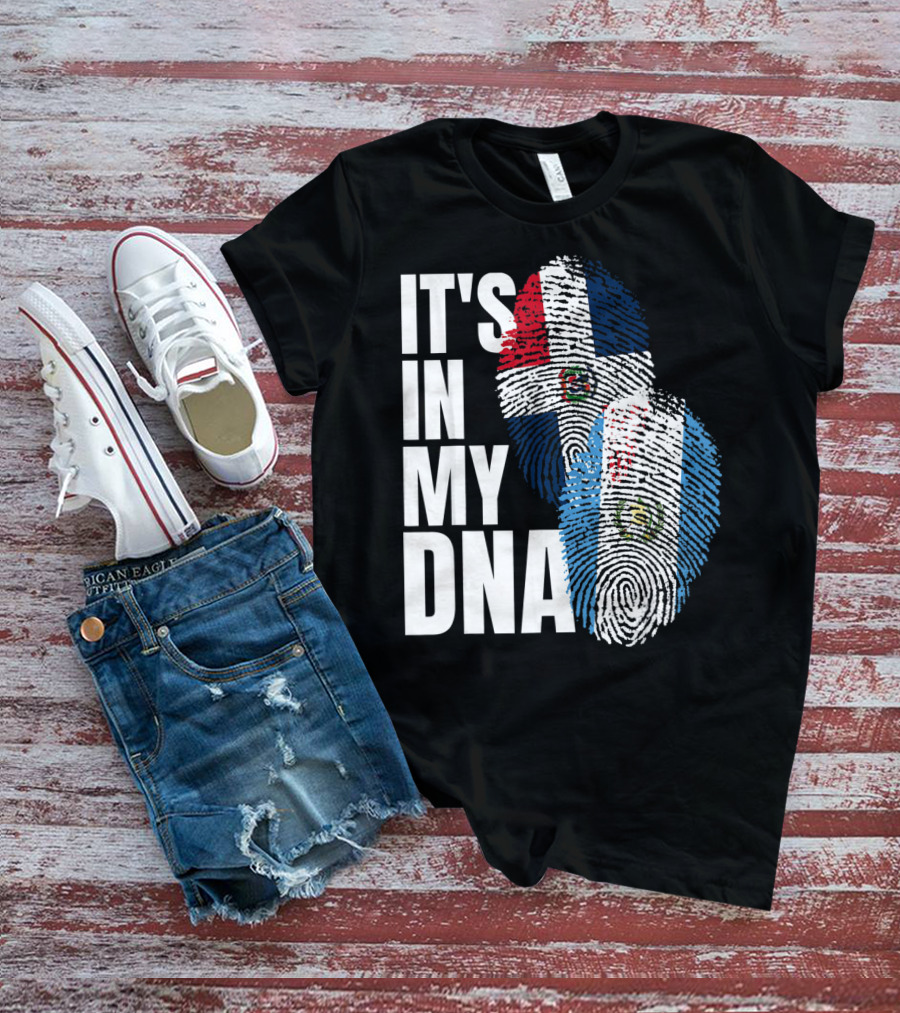 It's In My DNA Guatemalan And Dominican Mix Flag Fingerprints T-Shirt