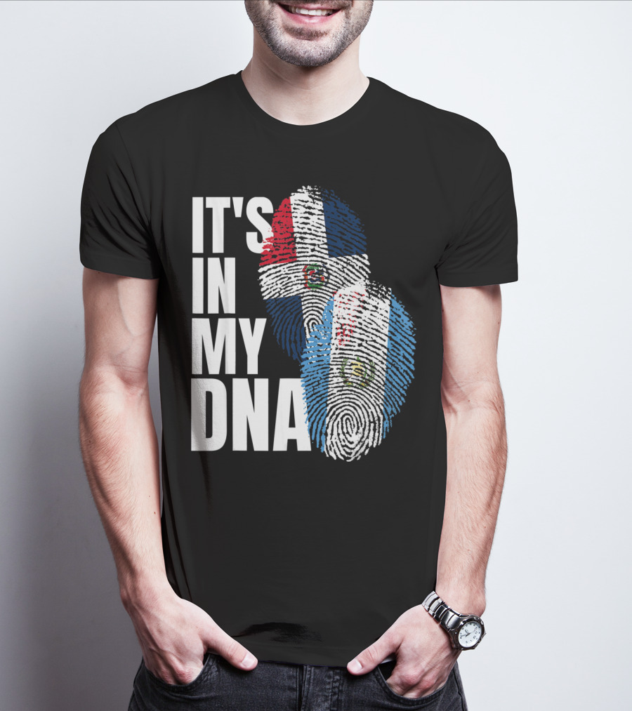It's In My DNA Guatemalan And Dominican Mix Flag Fingerprints T-Shirt