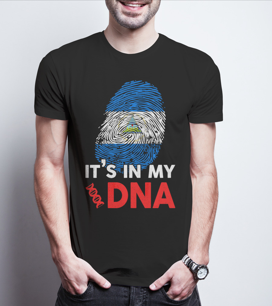 Nicaragua Flag Fingerprint It's In My DNA T-Shirt