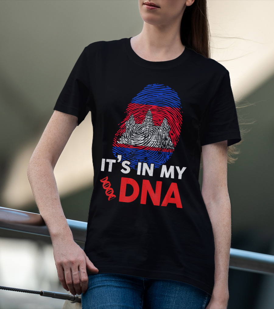 Cambodia It's In My DNA With Angkor Wat Fingerprint T-Shirt