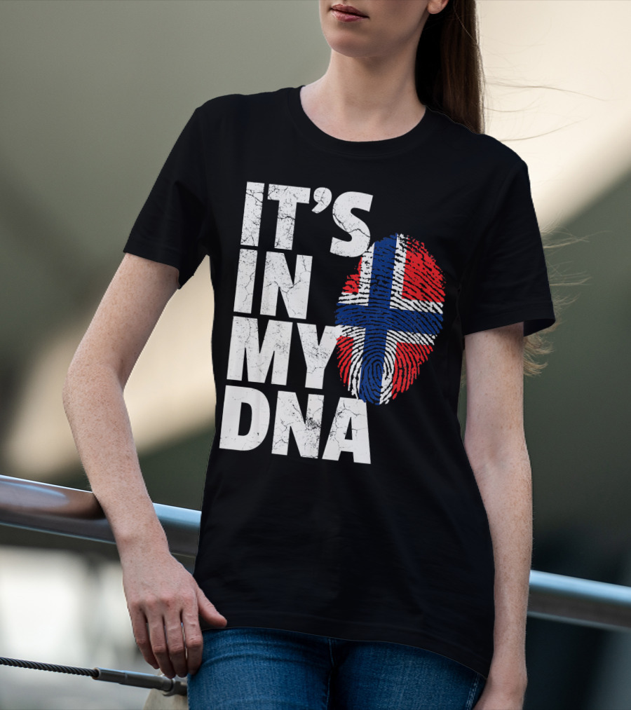 IT'S IN MY DNA Norwegian Norway Flag Fingerprint Pride T-Shirt