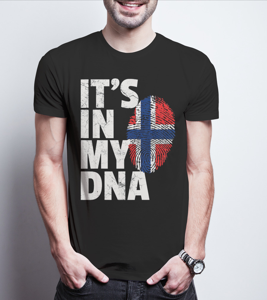 IT'S IN MY DNA Norwegian Norway Flag Fingerprint Pride T-Shirt