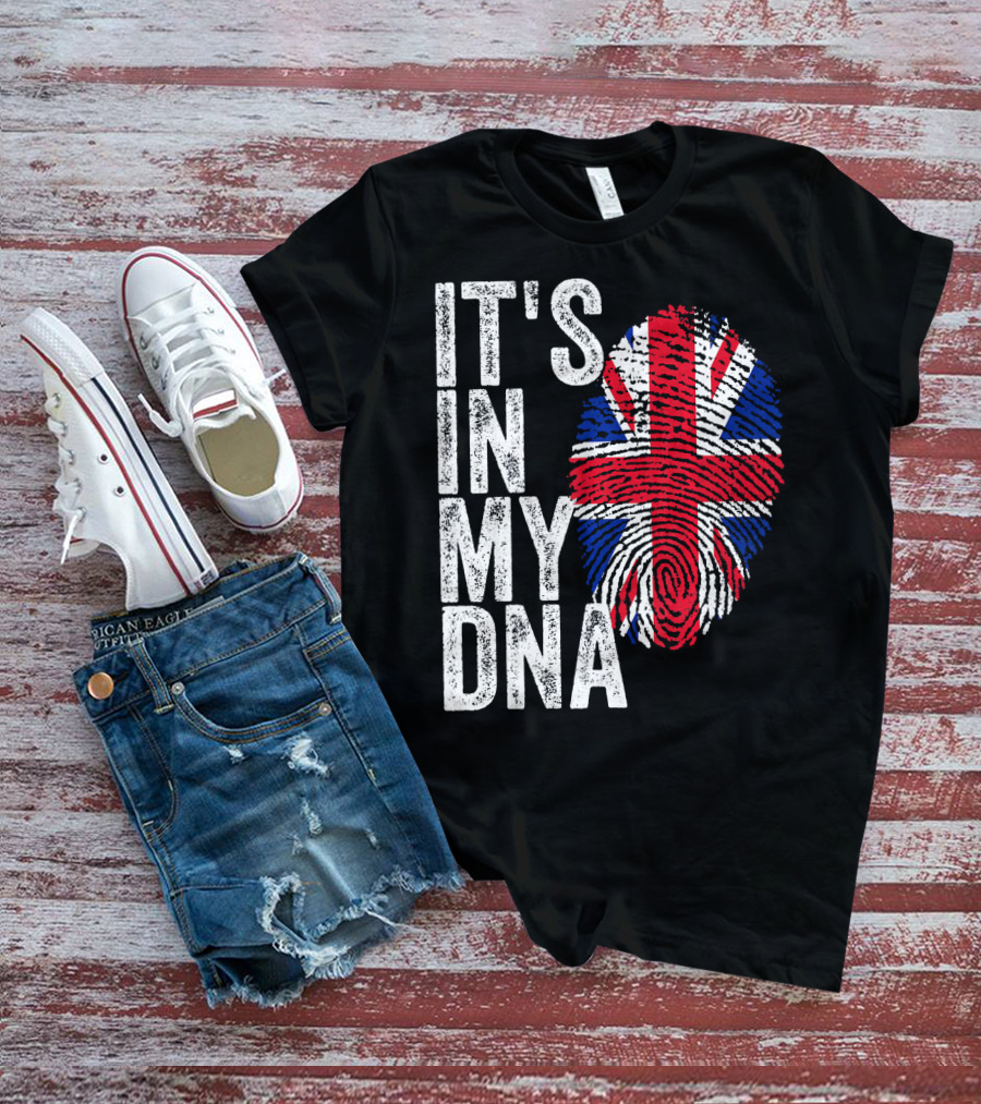 IT'S IN MY DNA UK Union Jack Fingerprint Flag T-Shirt